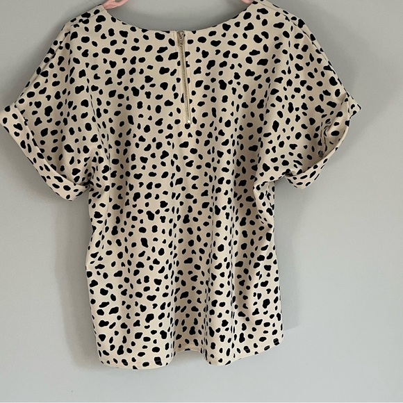 Melloday Cream and Black Minimalist Leopard Print Blouse - Picture 2 of 2